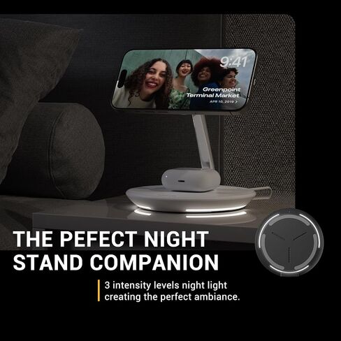 MAGEASY 4 in 1 Charging Station - Total 55W Output, Bedside Charging Station, Fast Charging Stand for iPhone, Apple Watch, AirPods, iPad, with Ambient Light | Power Station with 67W Charger (Black) in Saudi Arabia