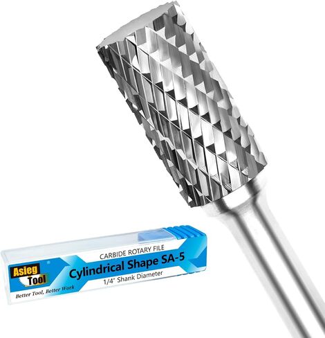 SA-5 Tungsten Carbide Burr Rotary File Cylindrical Shape Double Cut for Die Grinder Drill Bits 1/4'' Inch Diameter of Shank and 1/2'' Inch Diameter of Cutter 1'' Inch Cutter Length in Kuwait