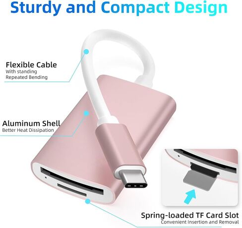 قارئ بطاقات USB C Micro SD - قارئ بطاقات الذاكرة بفتحات مزدوجة، لنظام التشغيل Mac OS، Windows، Android على الكمبيوتر الشخصي، وMacBook، يدعم SD/SDXC/SDHC/TF/Micro SDHC/UHS-I in Saudi Arabia