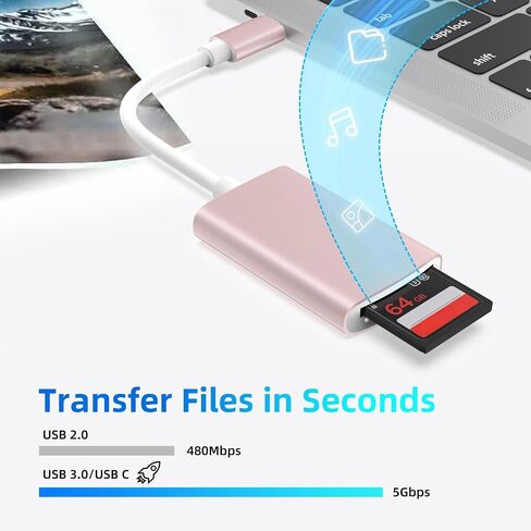 قارئ بطاقات USB C Micro SD - قارئ بطاقات الذاكرة بفتحات مزدوجة، لنظام التشغيل Mac OS، Windows، Android على الكمبيوتر الشخصي، وMacBook، يدعم SD/SDXC/SDHC/TF/Micro SDHC/UHS-I in Saudi Arabia