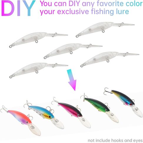 OriGlam Fishing Blanks Lures Kit Unpainted Baits, Topwater Swimbait Lure Blanks Unpainted Fishing Baits, Crankbait/Minnow/Pencil DIY for Bass Trout Salmon in Saudi Arabia