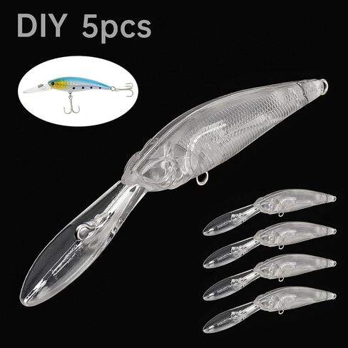 OriGlam Fishing Blanks Lures Kit Unpainted Baits, Topwater Swimbait Lure Blanks Unpainted Fishing Baits, Crankbait/Minnow/Pencil DIY for Bass Trout Salmon in Saudi Arabia