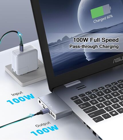 USB C Hub 5-in-1, USB C Adapter with SD/Micro SD Card Reader, 3.5mm Audio Aux Headphone Jack, USB OTG Adapter, 100W PD Compatible for iPad Air/Pro, iPhone 15/16, MacBook in Saudi Arabia