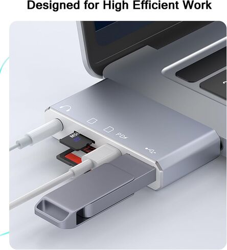 USB C Hub 5-in-1, USB C Adapter with SD/Micro SD Card Reader, 3.5mm Audio Aux Headphone Jack, USB OTG Adapter, 100W PD Compatible for iPad Air/Pro, iPhone 15/16, MacBook in Saudi Arabia