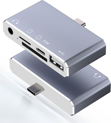 USB C Hub 5-in-1, USB C Adapter with SD/Micro SD Card Reader, 3.5mm Audio Aux Headphone Jack, USB OTG Adapter, 100W PD Compatible for iPad Air/Pro, iPhone 15/16, MacBook in Saudi Arabia