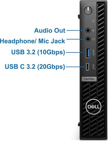 كمبيوتر ديل اوبتيبليكس 7020 بلس مايكرو، انتل كور i9-12900K، ذاكرة الوصول العشوائي 32 جيجا، 1 تيرابايت NVMe SSD، USB من النوع C، واي فاي مدمج، 3 منافذ عرض، بلوتوث، ويندوز 11 برو، اسود 7000 سطح المكتب in Saudi Arabia