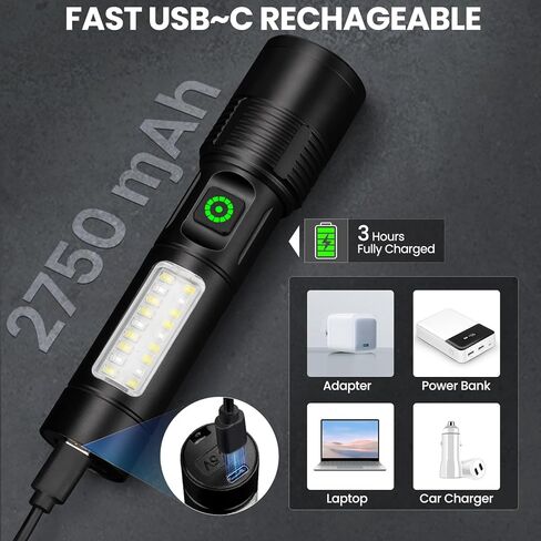 NiaoChao Rechargeable LED Flashlights High Lumens, 99000 Lumens Super Bright Flashlight with 6 Modes, Waterproof Powerful Flash Light Multifunctional Flashlights for Home Camping Hiking(3 Pack) in Saudi Arabia