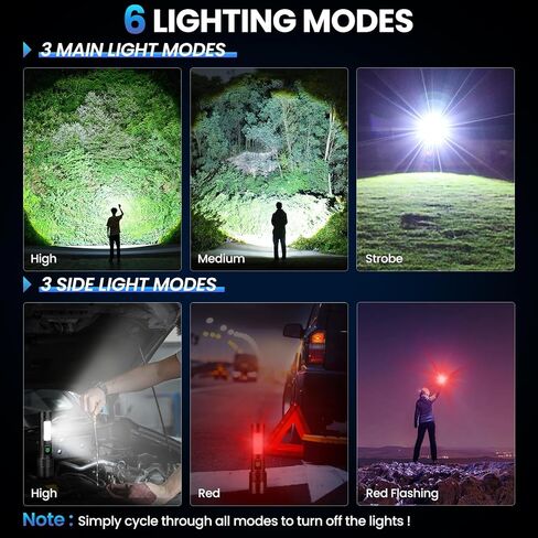 NiaoChao Rechargeable LED Flashlights High Lumens, 99000 Lumens Super Bright Flashlight with 6 Modes, Waterproof Powerful Flash Light Multifunctional Flashlights for Home Camping Hiking(3 Pack) in Saudi Arabia