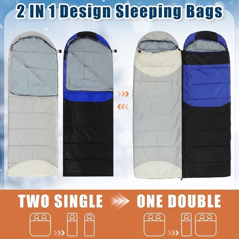 2 Pack Heated Sleeping Bag for Adults USB Electric Cold Weather Sleeping Bag with 4 Zone Carbon Fiber 3 Adjustable Heating Levels Waterproof for All Season Camping & Hiking in Saudi Arabia