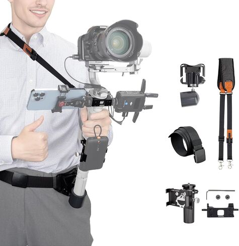 Handheld Camera Gimbal Stabilizer Accessories Load Reduce Kit | Adjustable Shoulder Strap/Belt/Gimbal Support/Extension Rod for Easier Longer Hold. Fits DJI RS5/RS4(pro)/RS3(Pro)/RS2/RSC2 in Saudi Arabia