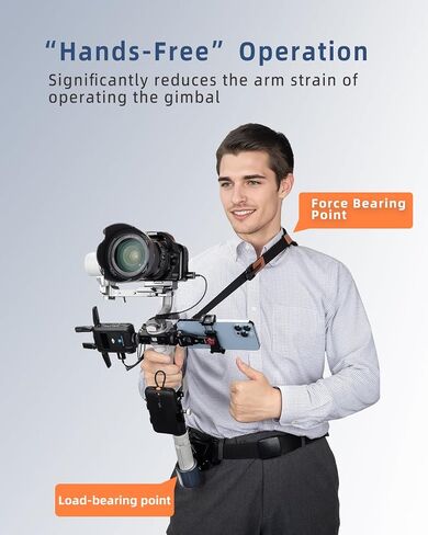 Handheld Camera Gimbal Stabilizer Accessories Load Reduce Kit | Adjustable Shoulder Strap/Belt/Gimbal Support/Extension Rod for Easier Longer Hold. Fits DJI RS5/RS4(pro)/RS3(Pro)/RS2/RSC2 in Saudi Arabia
