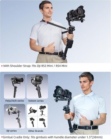 Handheld Camera Gimbal Stabilizer Accessories Load Reduce Kit | Adjustable Shoulder Strap/Belt/Gimbal Support/Extension Rod for Easier Longer Hold. Fits DJI RS5/RS4(pro)/RS3(Pro)/RS2/RSC2 in Saudi Arabia