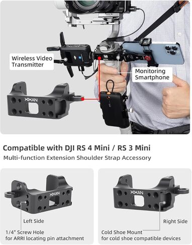 Handheld Camera Gimbal Stabilizer Accessories Load Reduce Kit | Adjustable Shoulder Strap/Belt/Gimbal Support/Extension Rod for Easier Longer Hold. Fits DJI RS5/RS4(pro)/RS3(Pro)/RS2/RSC2 in Saudi Arabia