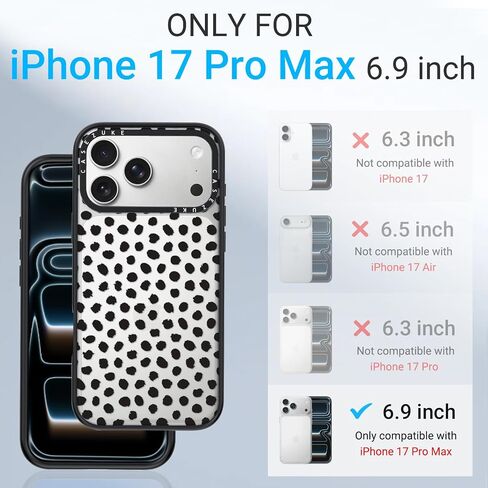 غطاء حماية شفاف من مادة TPU لهاتف iPhone 17 Pro Max مع تصميم، حماية من السقوط، جراب لطيف للفتيات والنساء، بقعة سوداء in Saudi Arabia