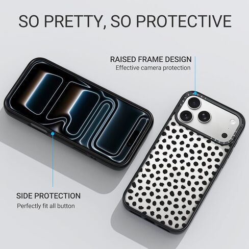 غطاء حماية شفاف من مادة TPU لهاتف iPhone 17 Pro Max مع تصميم، حماية من السقوط، جراب لطيف للفتيات والنساء، بقعة سوداء in Saudi Arabia