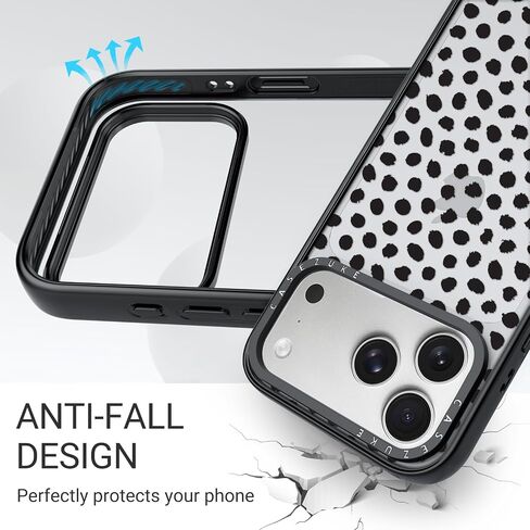 غطاء حماية شفاف من مادة TPU لهاتف iPhone 17 Pro Max مع تصميم، حماية من السقوط، جراب لطيف للفتيات والنساء، بقعة سوداء in Saudi Arabia