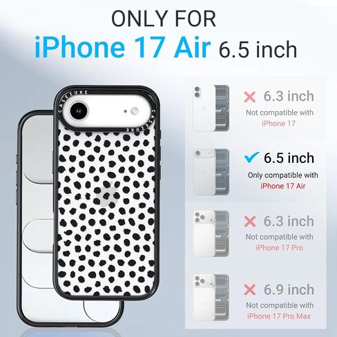 غطاء حماية شفاف من مادة TPU لهاتف iPhone 17 Pro Max مع تصميم، حماية من السقوط، جراب لطيف للفتيات والنساء، بقعة سوداء in Saudi Arabia