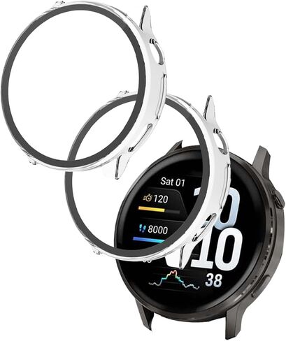 عبوتان لحافظة الساعة الذكية Garmin Venu4 مقاس 41 مم، غطاء حماية من البولي كربونات الصلب فائق النحافة + غطاء حماية من طبقة زجاجية، غطاء حماية BOVUGAC لملحقات Garmin Venu 4 مقاس 41 مم - شفاف in Kuwait