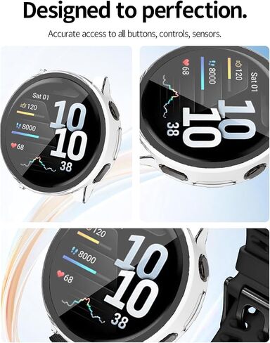 عبوتان لحافظة الساعة الذكية Garmin Venu4 مقاس 41 مم، غطاء حماية من البولي كربونات الصلب فائق النحافة + غطاء حماية من طبقة زجاجية، غطاء حماية BOVUGAC لملحقات Garmin Venu 4 مقاس 41 مم - شفاف in Kuwait