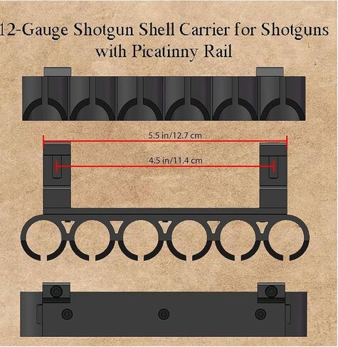 GOTICAL - Side Saddle 12 Gauge Shotgun Shell Holder | Compatible with Picatinny Mounting Platforms, 12-Gauge Shotgun Shell Carrier for Shotguns with Picatinny Rail in Saudi Arabia