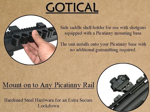 GOTICAL - Side Saddle 12 Gauge Shotgun Shell Holder | Compatible with Picatinny Mounting Platforms, 12-Gauge Shotgun Shell Carrier for Shotguns with Picatinny Rail in Saudi Arabia