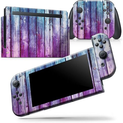 Design Skinz - متوافق مع Nintendo DSi XL - غطاء حماية من الفينيل مقاوم للخدش وقابل للإزالة - خشب مصبوغ باللون الوردي والأزرق in Saudi Arabia