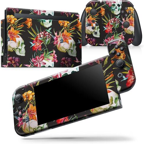 Design Skinz - متوافق مع Nintendo DSi XL - غطاء حماية من الفينيل قابل للإزالة ومقاوم للخدش - زهور جمجمة استوائية in Saudi Arabia