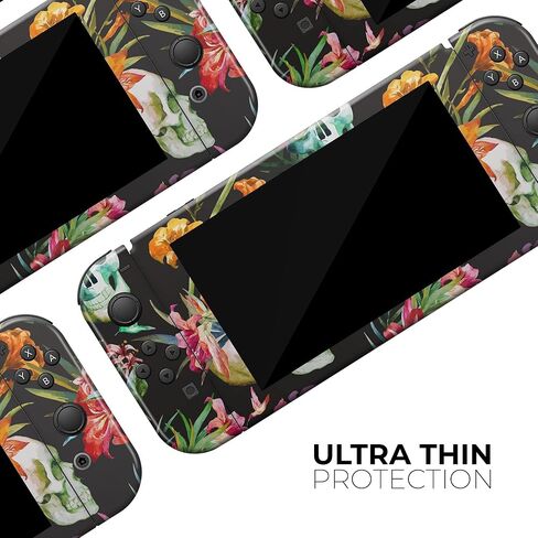 Design Skinz - متوافق مع Nintendo DSi XL - غطاء حماية من الفينيل قابل للإزالة ومقاوم للخدش - زهور جمجمة استوائية in Saudi Arabia