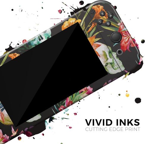 Design Skinz - متوافق مع Nintendo DSi XL - غطاء حماية من الفينيل قابل للإزالة ومقاوم للخدش - زهور جمجمة استوائية in Saudi Arabia