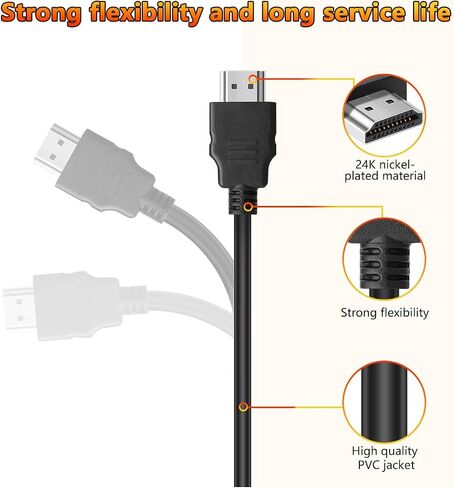 HDMI Cable 3ft,18Gbps High Speed HDMI Braided Cord,1080p@60Hz,Compatible with Laptop,Monitor,PS3,TV,More in Saudi Arabia
