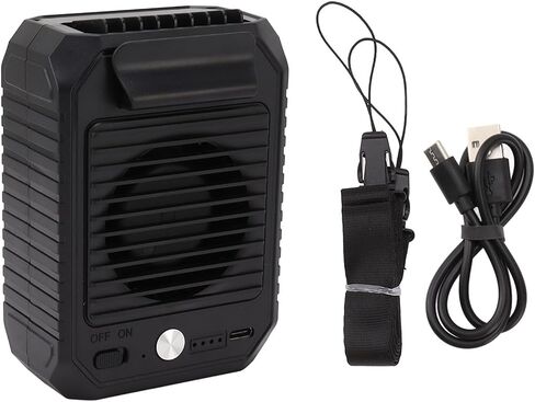 ZJchao Upgraded Strong Airflow Waist Fan with, Necklace Fan. 10000mAh Battery for Fishing Gardening Climbing, Phone Charging Stand. USB powered, Supports 20 hours continuous use in Saudi Arabia