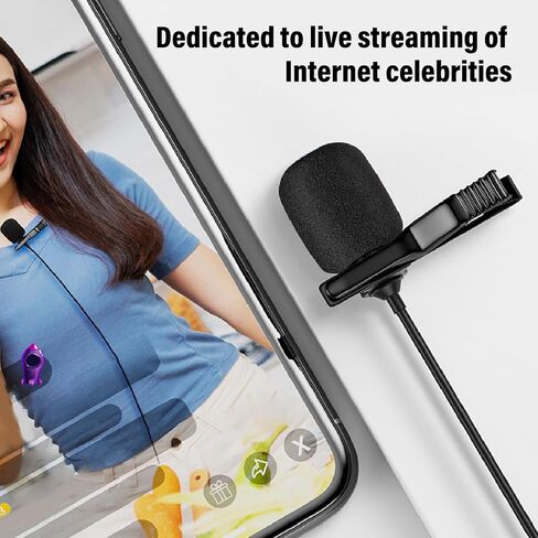 ميكروفون Pomya Lavalier USB C سلكي، مشبك على ميكروفونات Lav لتقليل الضوضاء للبث المباشر على المسرح، تأخير منخفض للغاية in Saudi Arabia