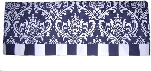 RLF Home Royal Banded Damask Straight Valance, Black in Kuwait