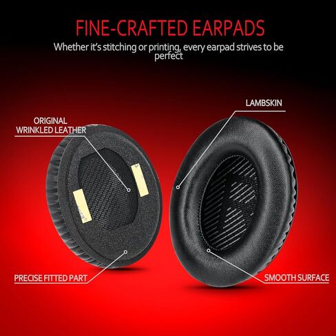 أغطية سماعات رأس بديلة احترافية من Bose، وسادات بديلة لسماعات الرأس من Lambskin Bose لـ QuietComfort 35 ii/QC35/QC25/QC2/QC15/Ae2/Ae2i/Ae2w/SoundTrue & SoundLink، من Krone Kalpasmos - أسود in Kuwait