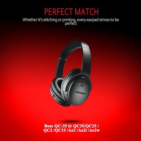 أغطية سماعات رأس بديلة احترافية من Bose، وسادات بديلة لسماعات الرأس من Lambskin Bose لـ QuietComfort 35 ii/QC35/QC25/QC2/QC15/Ae2/Ae2i/Ae2w/SoundTrue & SoundLink، من Krone Kalpasmos - أسود in Kuwait
