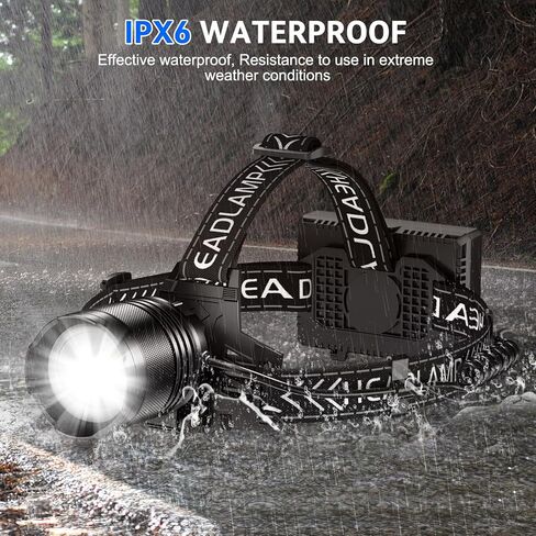 مصباح أمامي Cinlinso قابل لإعادة الشحن فائق السطوع 99000 لومن، مصباح رأس LED مع 4 أوضاع، مصابيح رأس قابلة للتعديل 90 درجة للجبهة، مصابيح أمامية مقاومة للماء IPX6 للبالغين والتخييم والصيد والمشي لمسافات طويلة in Kuwait