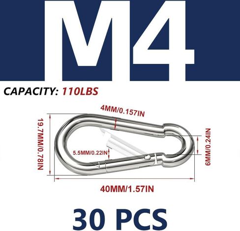 48pcs M6 Carabiner Clip 2.36 بوصة شاقية من الصلب الكارابينر مقطع الربيع المفاجئة خطاف صغير carabiner ، 260 رطلا القدرات مقاطع الربيع لأرجوحة أرجوحة سفر في الهواء الطلق in Saudi Arabia