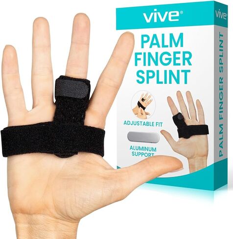 Vive Trigger Finger Splint Brace - Middle, Pinky, Pointer, Ring and Thumb Support - Palm Strap Included - Straighten Curved or Broken Fingers - Adjustable, Breathable Fit - Aluminum Pain Relief Guard in Saudi Arabia