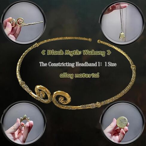 Black Myth: Wu kong Accessories Jewelry مجموعة مكونة من 4 قطع من عصابة رأس ذهبية إصدار جامعي مادي 1: 1 مجموعة مصممة خصيصًا لعشاق ألعاب Wukong [لعبة Ps6 غير متضمنة] in Kuwait