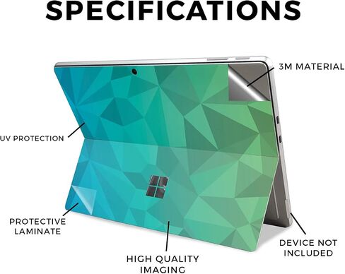 غلاف الكمبيوتر اللوحي متوافق مع Microsoft Surface Pro 11 (2024-2025) - مضلع أزرق أخضر - غطاء لاصق واقٍ من الفينيل الفاخر 3M - سهل الاستخدام | صُنع في الولايات المتحدة الأمريكية بواسطة MightySkins in Kuwait