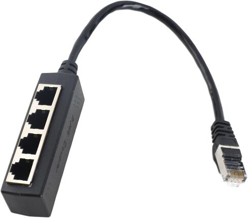 Keenso CAT7 RJ45 Splitter Adapter Smooth Connection 1 Male to 4 Female for Broadband Connection Gold Plated Core in Saudi Arabia