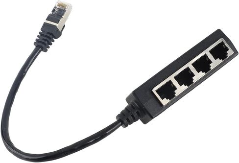 Keenso CAT7 RJ45 Splitter Adapter Smooth Connection 1 Male to 4 Female for Broadband Connection Gold Plated Core in Saudi Arabia