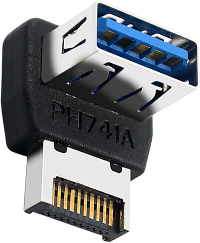 USB 3.1 to Adapter - 90 Degree Front Panel Connector｜Motherboard Header Converter Alloy Black, for PC Build Computer Case Modding Boys Women Youth Girls Teens DIY Projects in Saudi Arabia