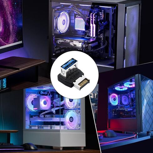 USB 3.1 to Adapter - 90 Degree Front Panel Connector｜Motherboard Header Converter Alloy Black, for PC Build Computer Case Modding Boys Women Youth Girls Teens DIY Projects in Saudi Arabia