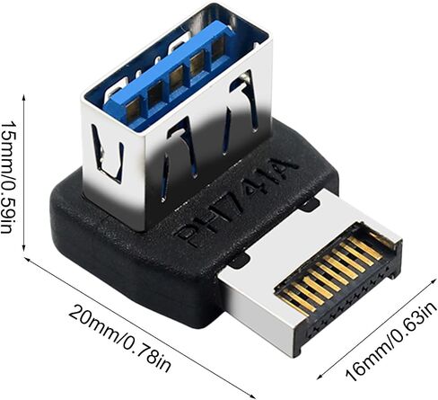 USB 3.1 to Adapter - 90 Degree Front Panel Connector｜Motherboard Header Converter Alloy Black, for PC Build Computer Case Modding Boys Women Youth Girls Teens DIY Projects in Saudi Arabia