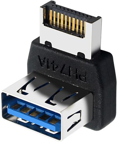USB 3.1 to Adapter - 90 Degree Front Panel Connector｜Motherboard Header Converter Alloy Black, for PC Build Computer Case Modding Boys Women Youth Girls Teens DIY Projects in Saudi Arabia