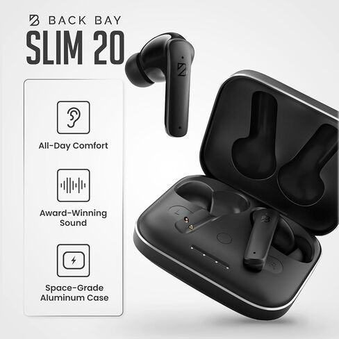 Back Bay Audio - مقرها الولايات المتحدة الأمريكية - iPhone + Android Earbuds Wireless Bluetooth V5.3، سماعات أذن زرقاء مقاومة للعرق لهواتف Android، سماعات أذن صغيرة مع ميكروفون لاسلكي لسماعات أذن iPhone Bluetooth in Kuwait