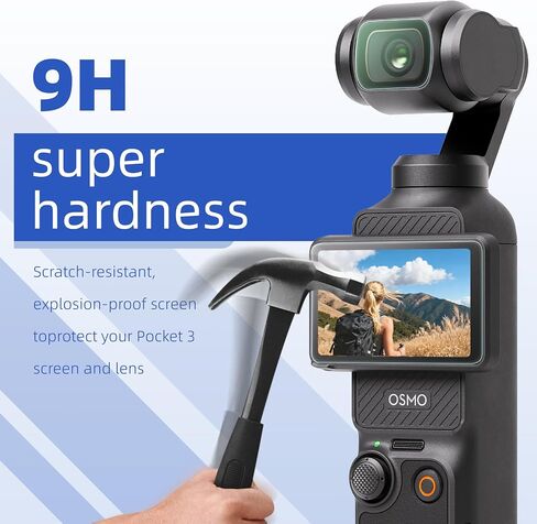 واقي شاشة DJI Osmo Pocket 3، طبقة LCD من الزجاج المقوى فائق الدقة مقاوم للخدش وواقي عدسة لـ DJI Osmo Pocket 3، مجموعة ملحقات صلابة 9H قطعة واحدة in Saudi Arabia