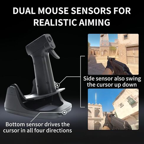 L25B Gun Grip Mouse: Wired Gaming Mouse, Dual Mouse Sensors for Realistic Aiming, Independent DPI Setting Buttons of Each Sensor, Smooth Movement Design, FPS Game Immersive Shooting in Saudi Arabia