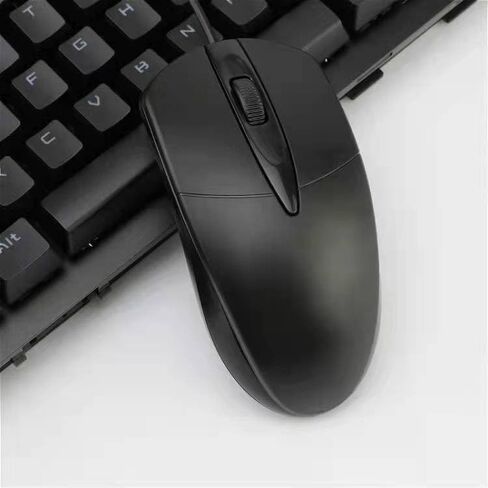 ماوس سلكي للكمبيوتر والكمبيوتر المحمول، ماوس سلكي USB، للاستخدام باليد اليمنى أو اليسرى - أسود in Saudi Arabia